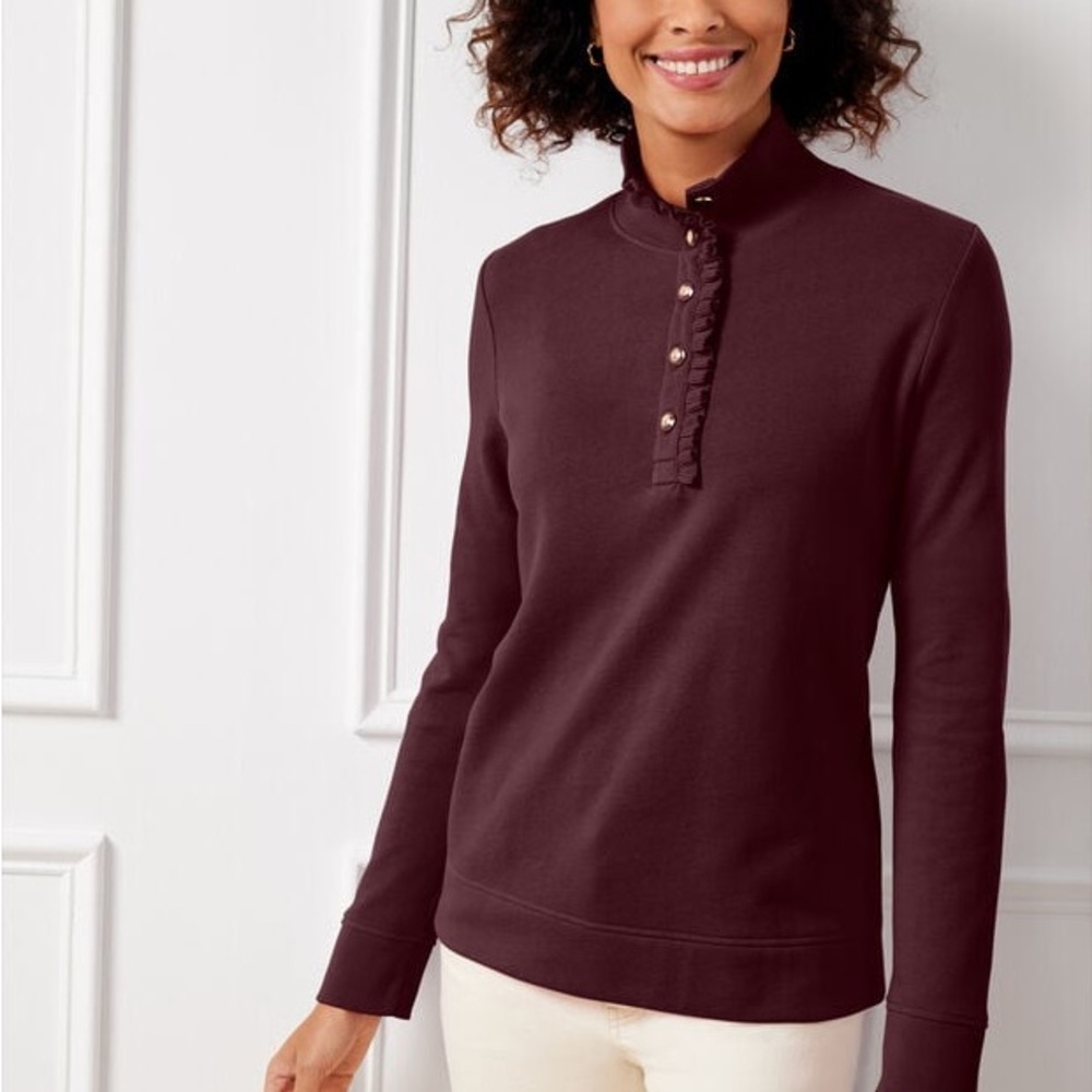 RUFFLE PLACKET MOCKNECK PULLOVER

Never worn only tried on